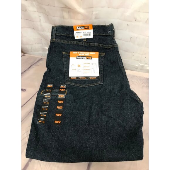 Timberland PRO Mens Flex Straight Fit Dark Denim Jeans 46x30 Work Pants New - Picture 1 of 8